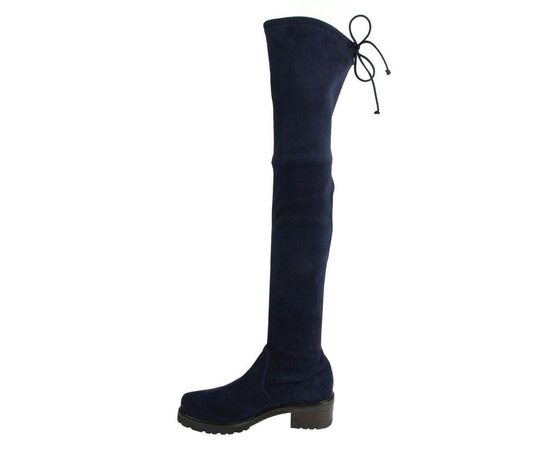 Stuart Weitzman Women's Vanland Dark Blue Suede Knee High Boots (38 / 7.5 M)