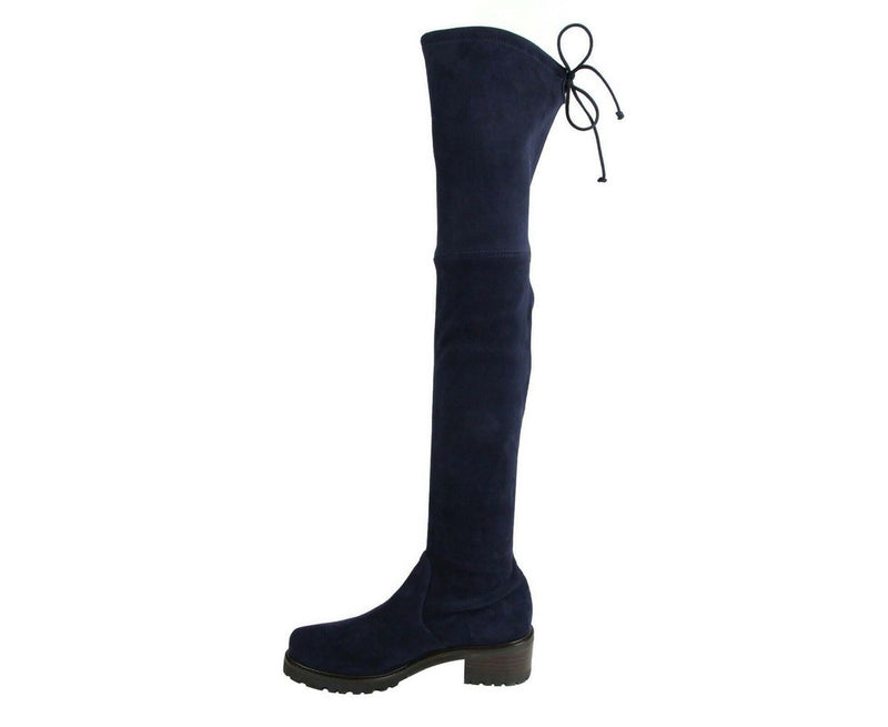 Stuart Weitzman Women's Vanland Dark Blue Suede Knee High Boots (38 / 7.5 M) - LUX LAIR