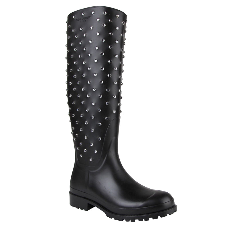 Saint Laurent Women's Black Rubber Rain Boots