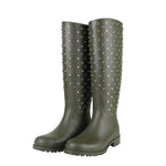 Saint Laurent Women's Olive Green Rubber Rain Boots