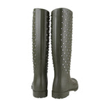 Saint Laurent Women's Diamond Studs Olive Green Rubber Rain Boots 427307 2906 (36 EU / 6 US) - LUX LAIR