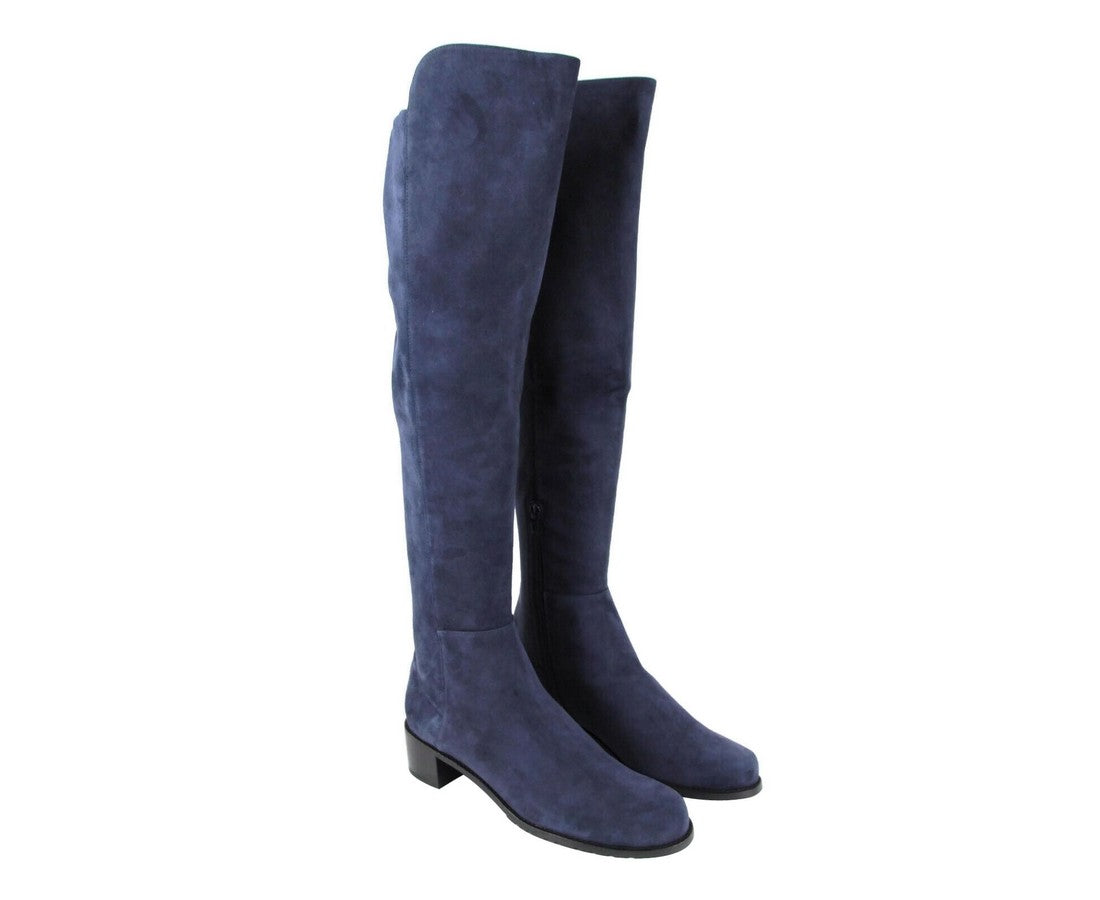 Stuart Weitzman Women's Allserve Nice Blue Suede Knee Boot YW28482 (7.5 M)