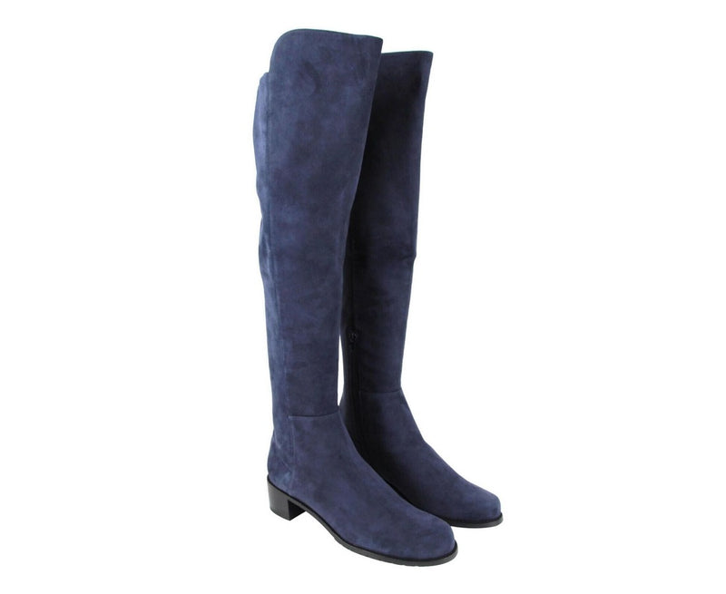 Stuart Weitzman Women's Allserve Nice Blue Suede Knee Boot YW28482 (7.5 M) - LUX LAIR