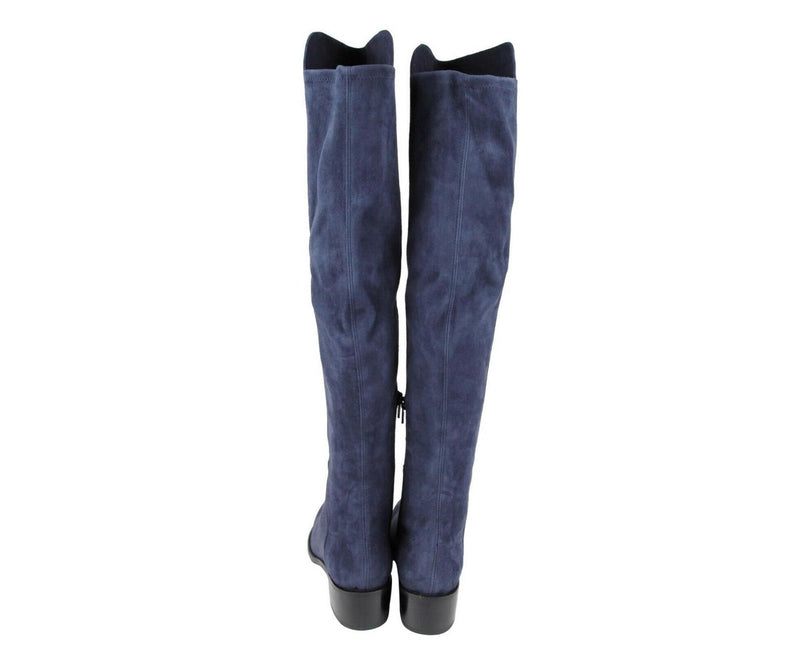 Stuart Weitzman Women's Allserve Nice Blue Suede Knee Boot YW28482 - LUX LAIR